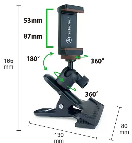 165cm×130cm×80cm
53mm-87mm
180°
360°
360°